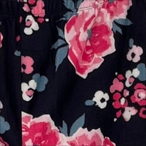 ET TU Floral Fleece Pant in Navy Blue and Pink Size Large - Picture 8 of 9